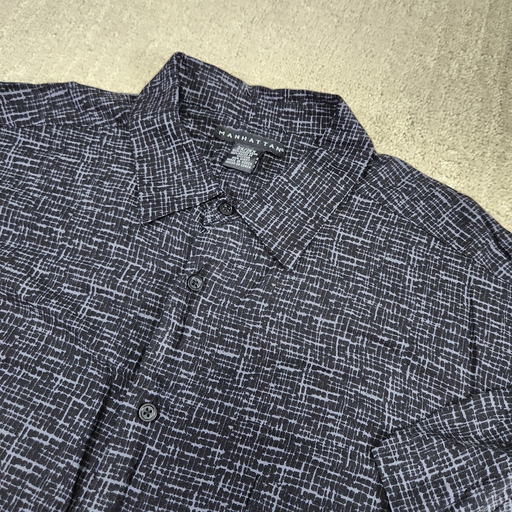Vintage Rayon Hawaiian Shirt Men 2XL Black Floral Flowy Camp Button Up